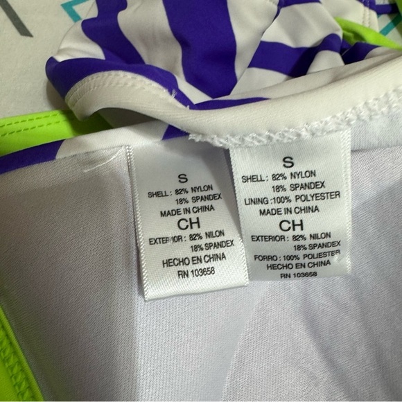 Women’s Blue White Green Striped Push-Up Padded Bikini - Picture 5 of 8